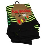 Bunt geringelte Zehensocken in NEON Farben.