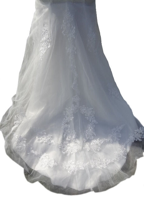 Hochzeitskleid Brautkleid DH3037 weiß Spitze Taille betont Gr XS-L 34-40 Kleid 