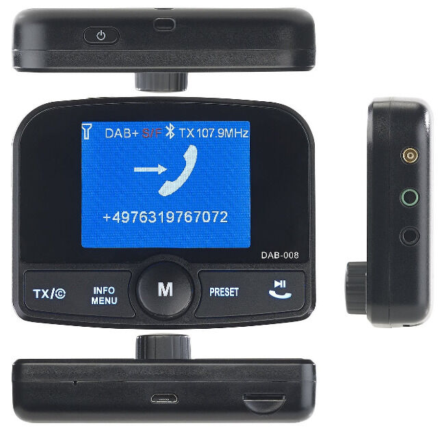 auvisio FMX-640.dab DAB+ Auto DAB-Empfänger, FM-Transmitter, Bluetooth,  Nachrüst Freisprecheinrichtung, MP3, Kfz, Autoradio, Radio Empfänger auf