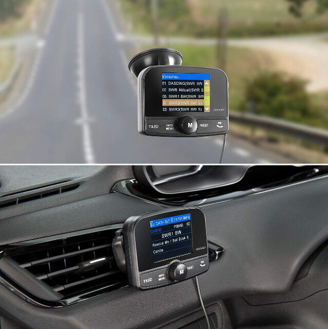 auvisio FMX-640.dab DAB+ Auto DAB-Empfänger, FM-Transmitter, Bluetooth,  Nachrüst Freisprecheinrichtung, MP3, Kfz, Autoradio, Radio Empfänger auf