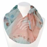Damen Loopschal Rosen floral Laub aprikose
